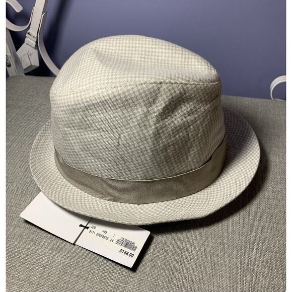 Boys Brooks Brothers Khaki Houndstooth Fedora Style Hat New With Tag Sm Italy - Picture 5 of 5
